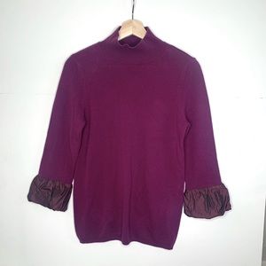 Vince Cashmere Purple Puff 3/4 Sleeve Sweater